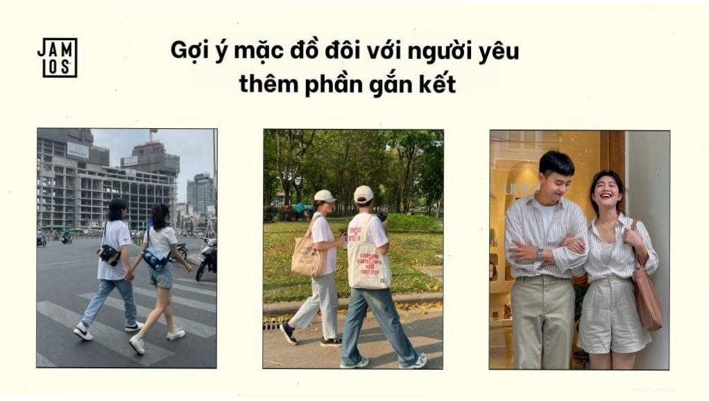 Cặp đôi mặc đồ đôi theo phong cách trẻ trung, năng động