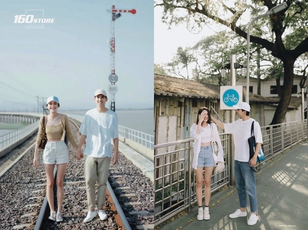 Cặp đôi phối đồ đôi mùa hè năng động với áo thun và quần short