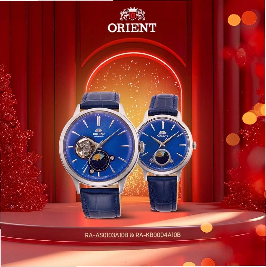 Chi tiết đồng hồ đôi Orient trên tay cặp đôi