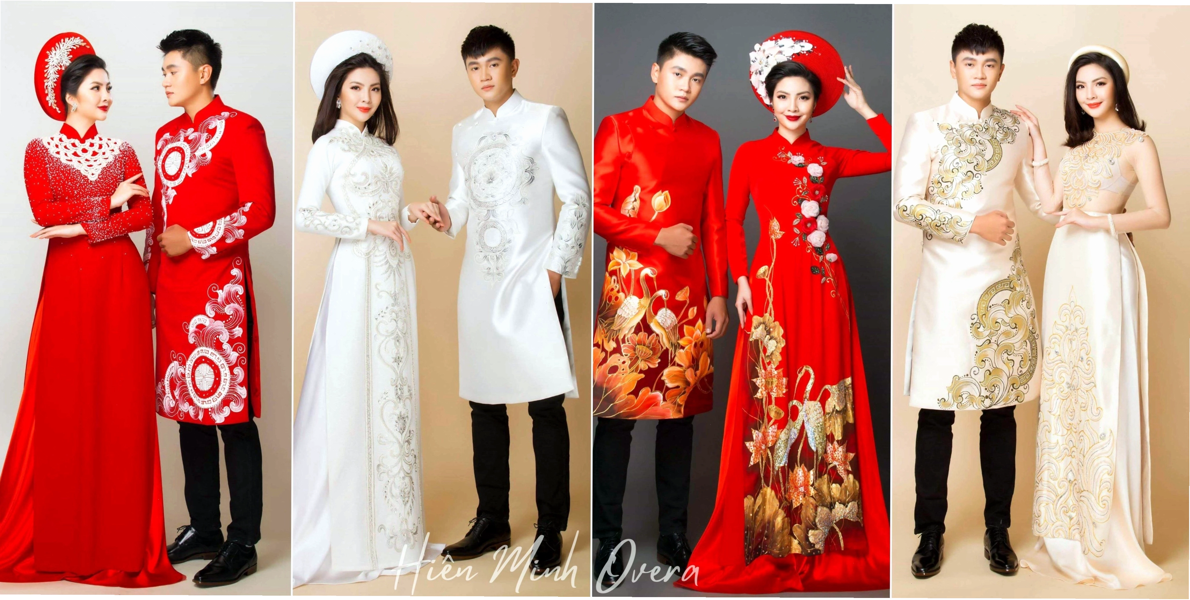 Cô dâu diện áo dài cưới lụa trắng truyền thống, tà áo bay bổng trong không gian lãng mạn