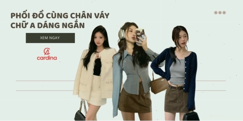 Cô gái diện váy chữ A ngắn phối áo sơ mi và phụ kiện túi xách
