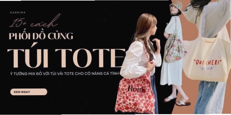 Cô gái Gen Z phối áo croptop, quần jeans cạp cao với túi tote vải canvas