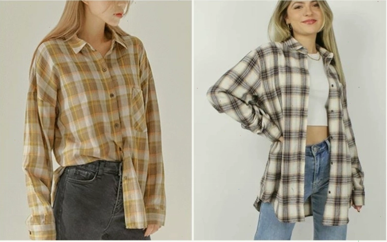 Cô gái mặc áo sơ mi caro xanh tay ngắn khoác ngoài áo hai dây phối cùng quần jeans shorts