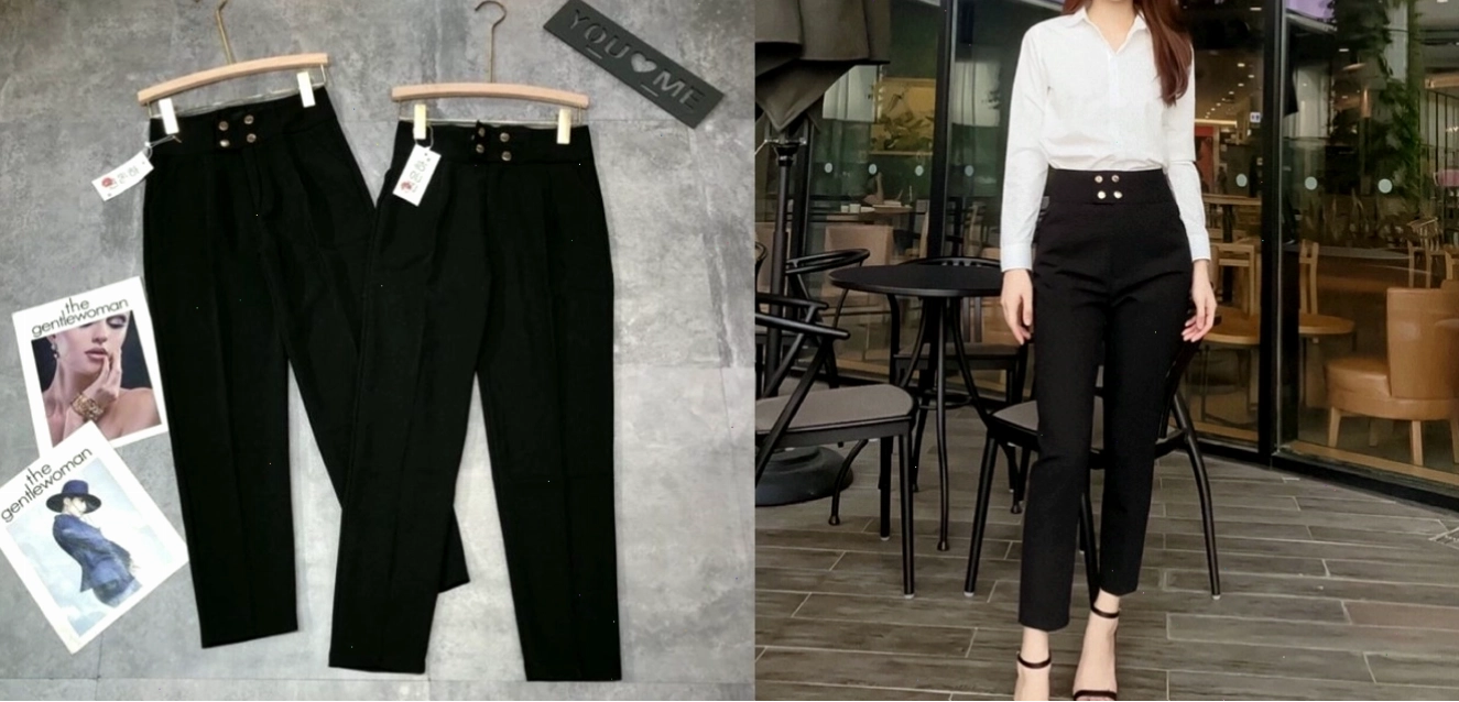 Cô gái phối quần baggy lưng cao màu xanh mint với áo thun basic