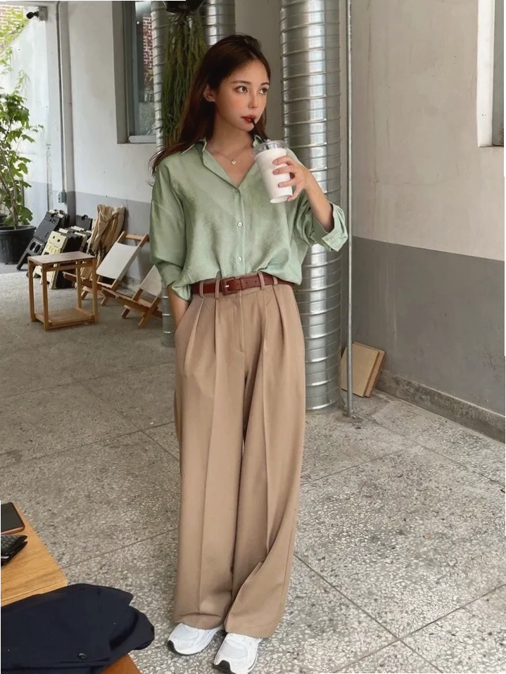 Combo áo sơ mi ngắn tay kết hợp quần âu dành cho nàng thích style công sở