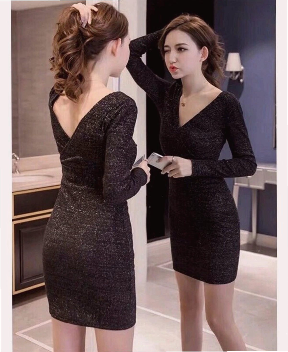 Đầm body ánh kim màu bạc, cổ tròn, sát nách, chất liệu vải sequin lấp lánh