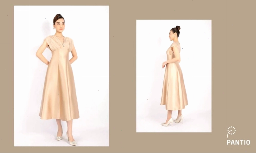 Đầm dạ hội chữ A dáng dài màu đen thanh lịch