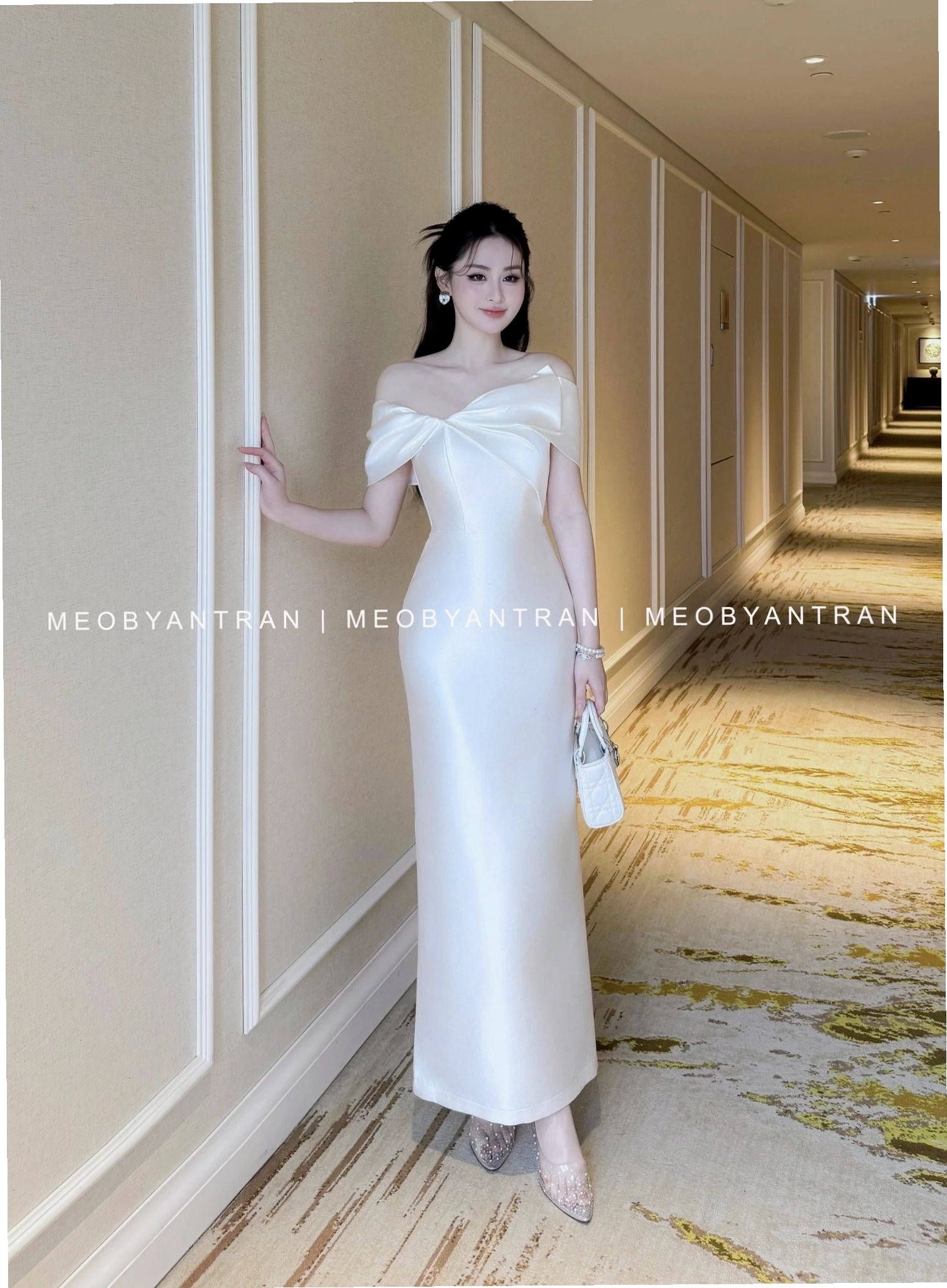 Đầm dự tiệc cao cấp kiểu dáng trễ vai xinh xắn