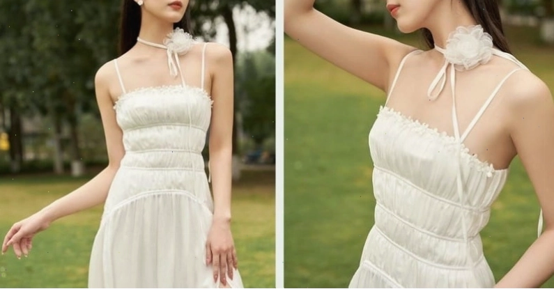 Đầm hai dây bèo hoa nhí