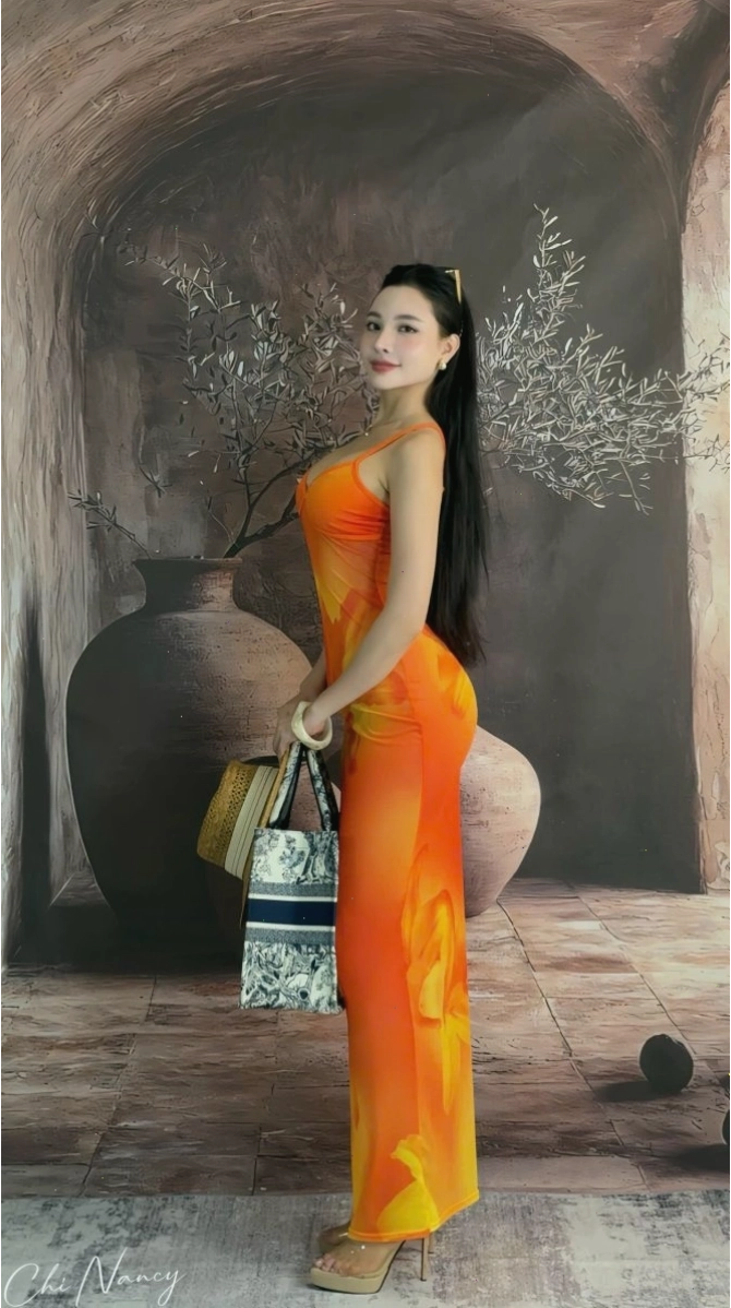 Đầm hai dây ôm body, họa tiết hoa, xuyên thấu gợi cảm, đi biển mùa hè - Chinancy