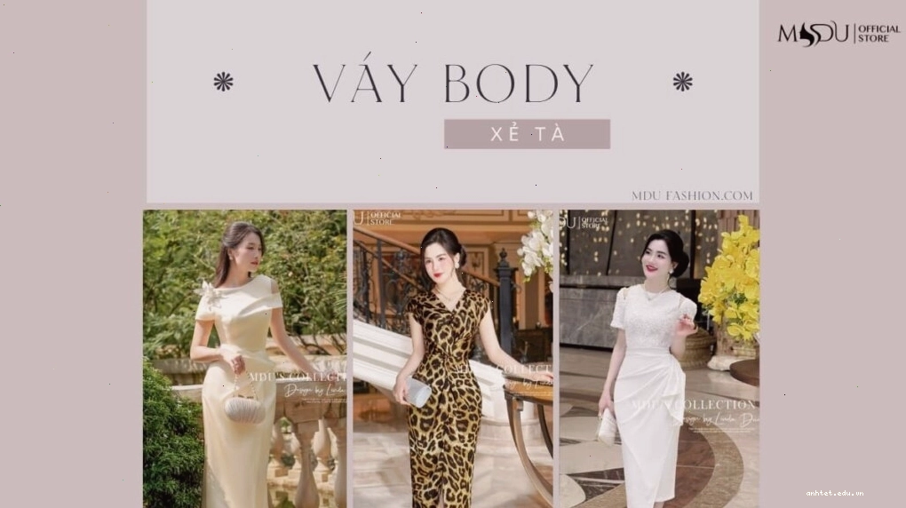 Đầm ôm body xẻ tà màu nâu hạt dẻ chất liệu lụa mềm mại, tôn dáng