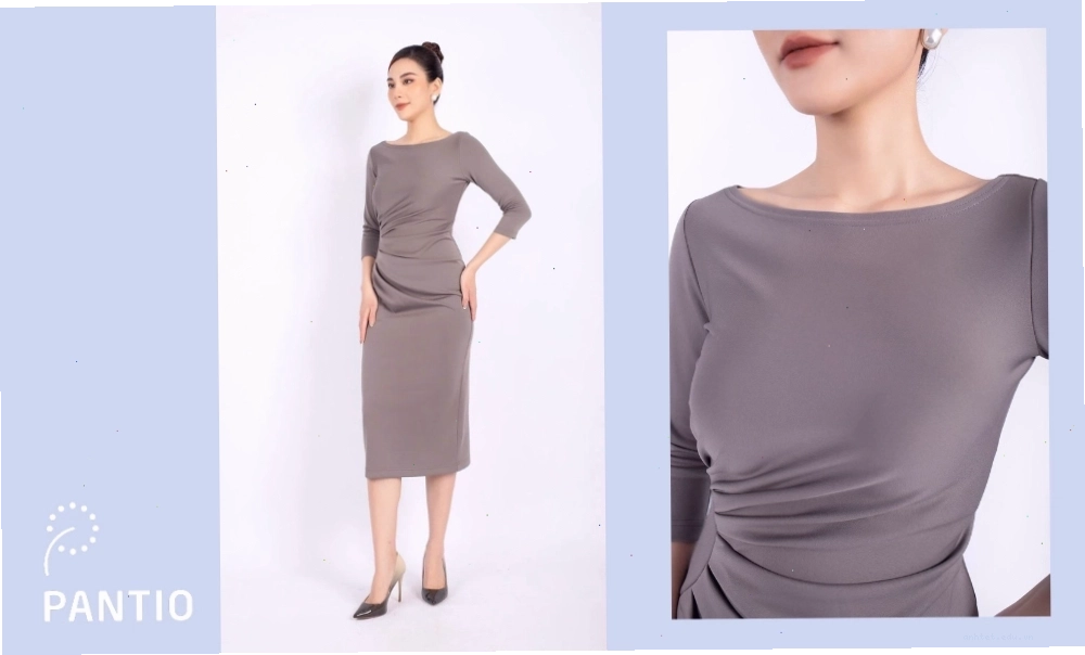 Đầm suông ôm sát body màu đen chất liệu thun co giãn