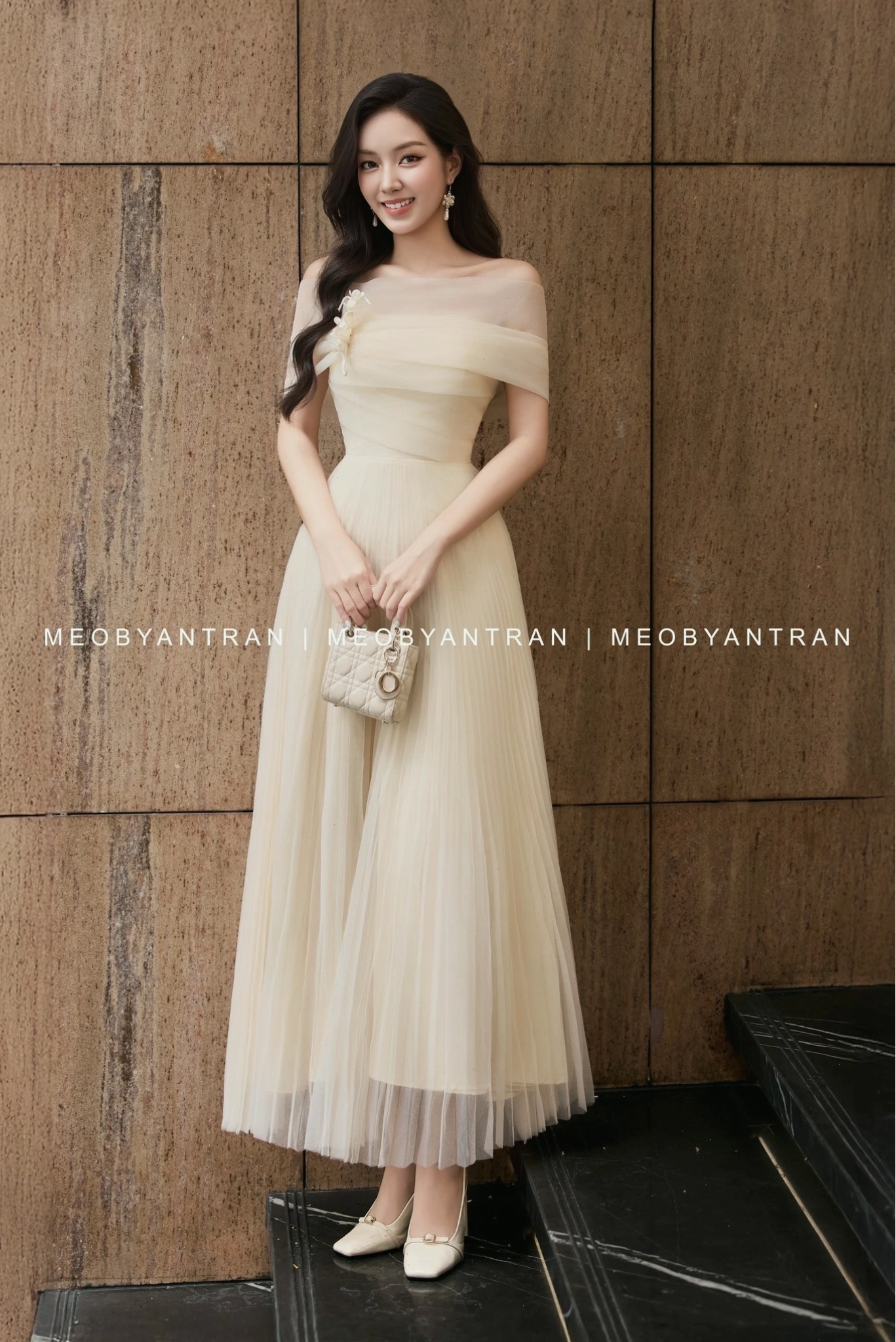 Đầm voan dài dự tiệc cưới đẹp thiết kế trẻ trung, dễ thương