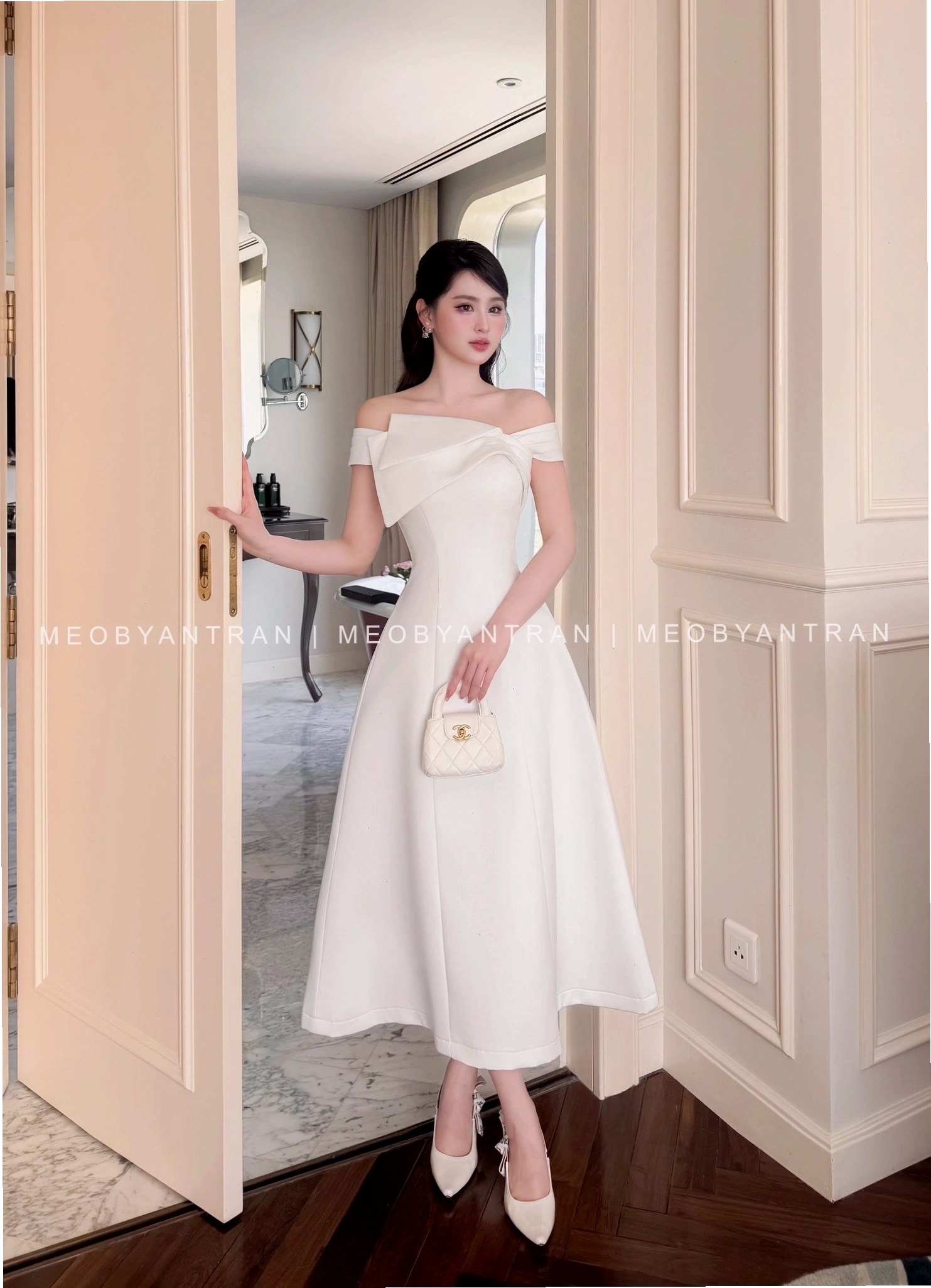 Đầm xoè dáng A dự tiệc đẹp kiểu dáng đơn giản, tinh tế