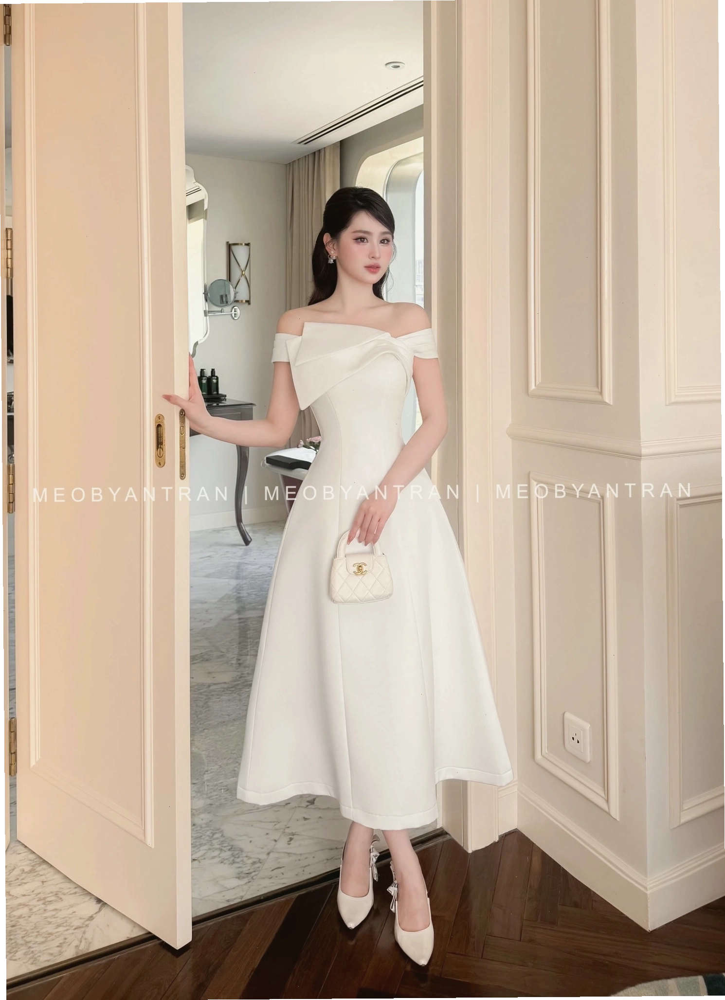 Đầm xoè dáng A dự tiệc đẹp kiểu dáng đơn giản, tinh tế