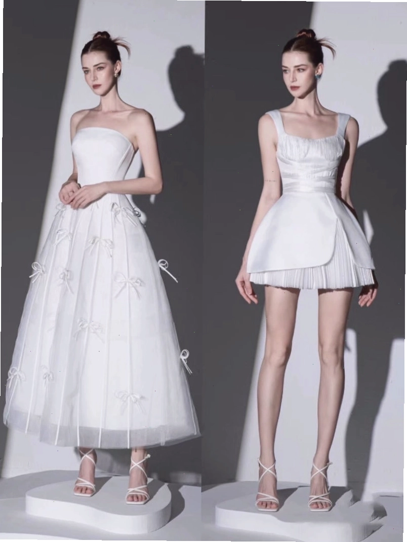 Đầm xòe tiểu thư màu vàng pastel, cổ tròn, tay ngắn