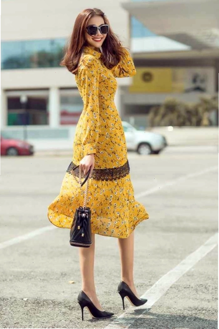 Mẫu váy hoa nhí sang trọng được nhiều chị em yêu thích tại Đồng phục Hải Anh
