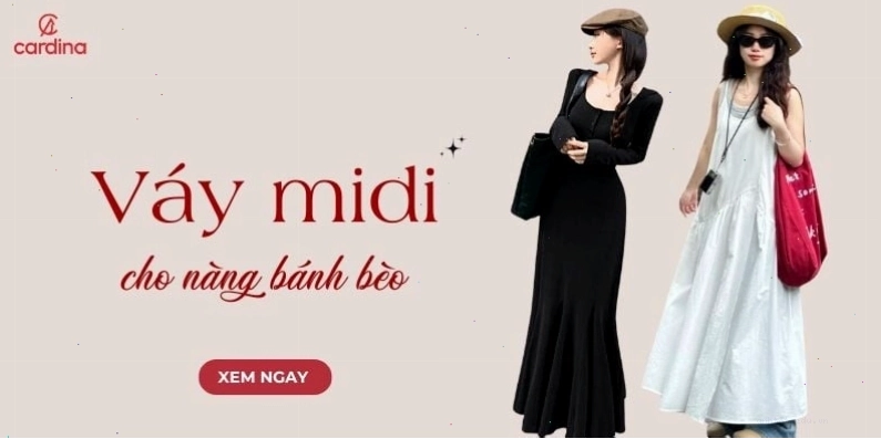 Minh họa nhiều mẫu váy midi đa dạng phong cách, màu sắc