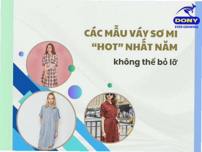 Nhiều mẫu váy sơ mi dáng dài khác nhau, đa dạng màu sắc và kiểu dáng
