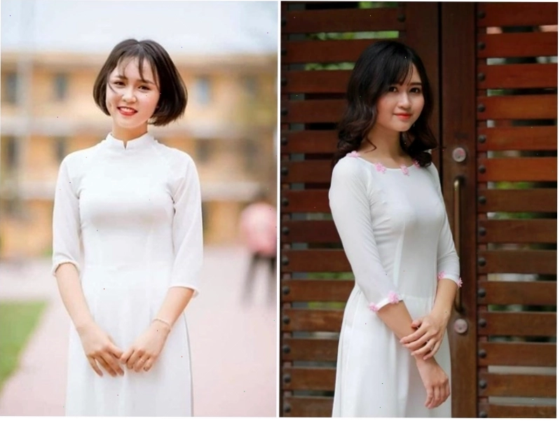 Nữ sinh phối áo dài trắng học sinh cùng quần lụa ống rộng và túi tote