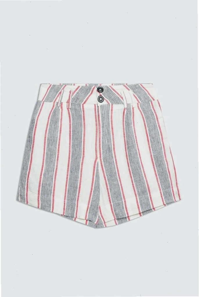 Quần short linen nữ N&M kẻ sọc màu hồng