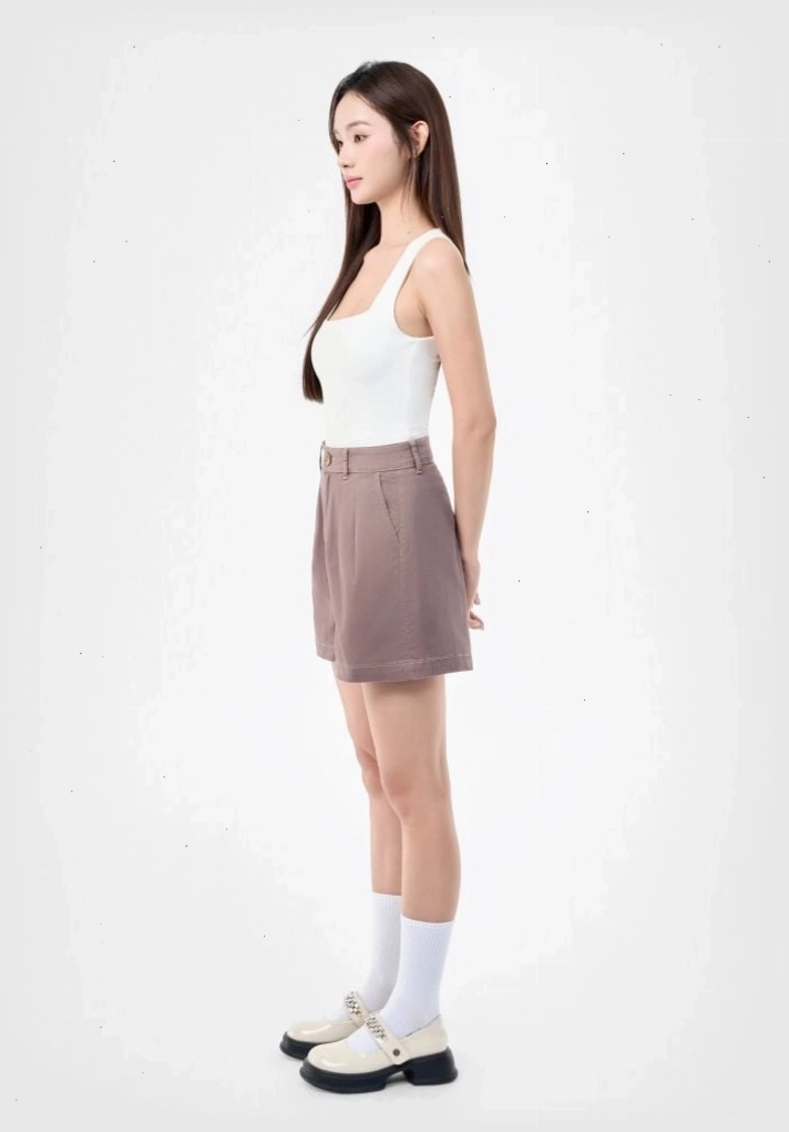 Quần short nữ kaki tím môn túi xéo form rộng