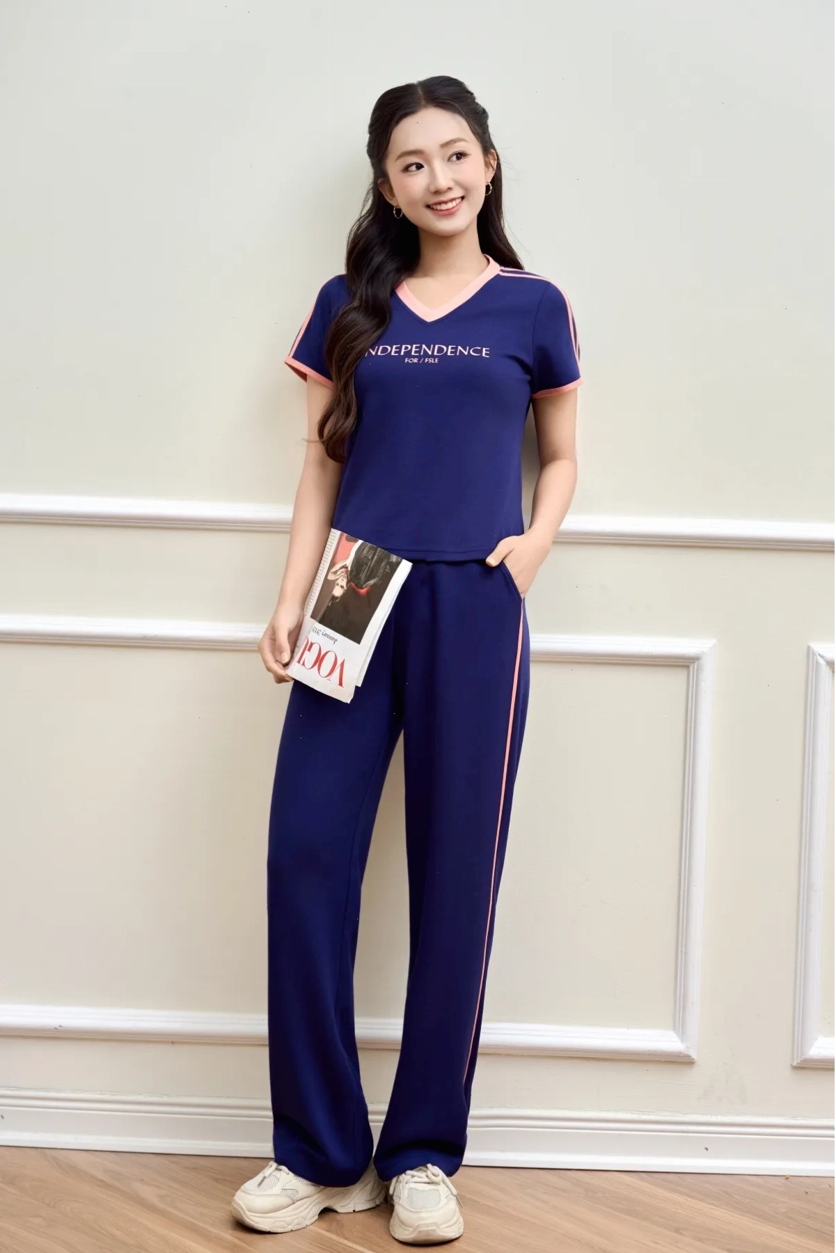 Set đồ nữ áo cộc tay và quần suông dài