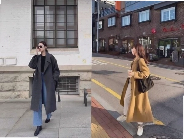 Set đồ nữ Hàn Quốc phối cùng áo khoác dáng dài