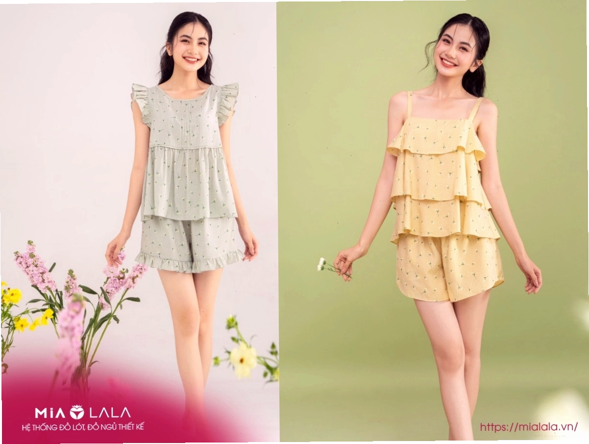 Set đồ nữ Hàn Quốc với chi tiết bèo nhún và cut out