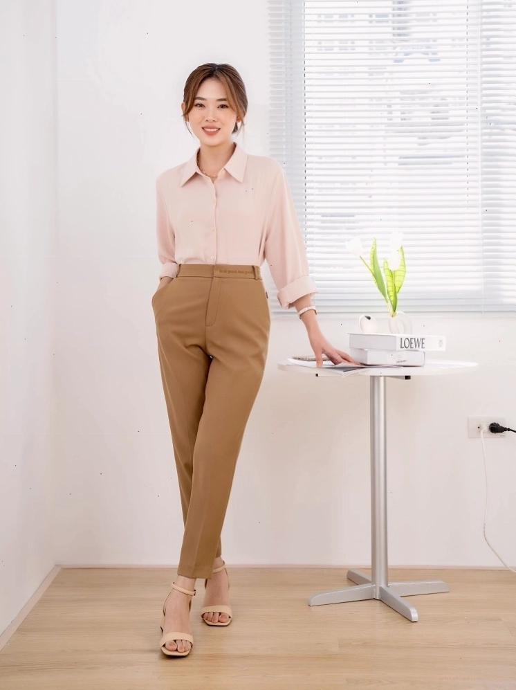 Sơ mi kiểu phối quần ống rộng