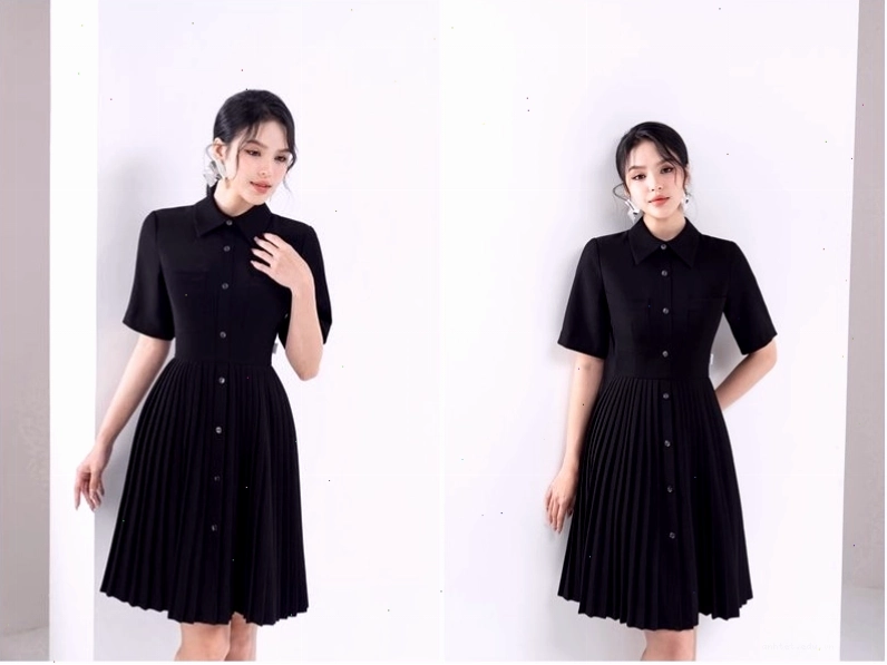Váy xếp ly màu đen sang trọng