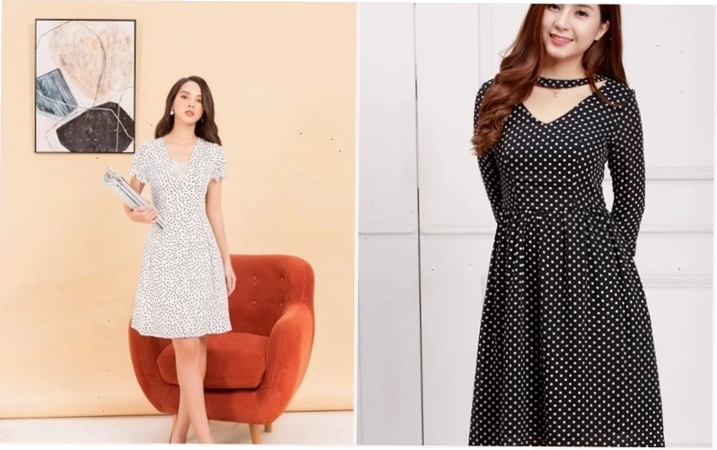 Váy xòe dáng ngắn họa tiết kẻ caro màu be
