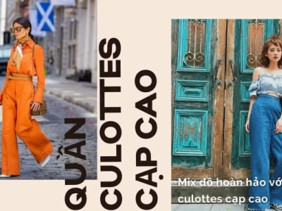 Quần culottes cạp cao phối đồ street style 2026